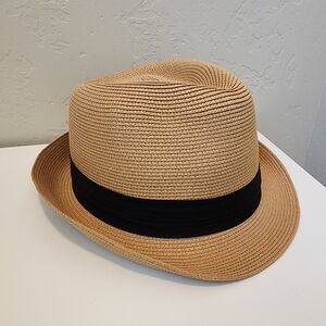 Zylioo Trilby Straw Fedora Hat With Roll up Brim Over Sized Cap